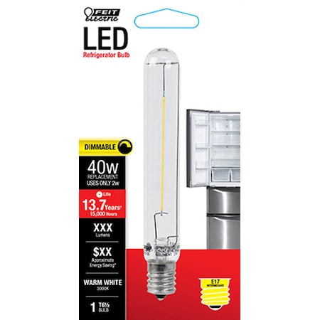 Feit Electric Feit T6.5 E17 (Intermediate) LED Bulb Warm White 40 Watt Equivalence 1 pk BP40T61/2SULED